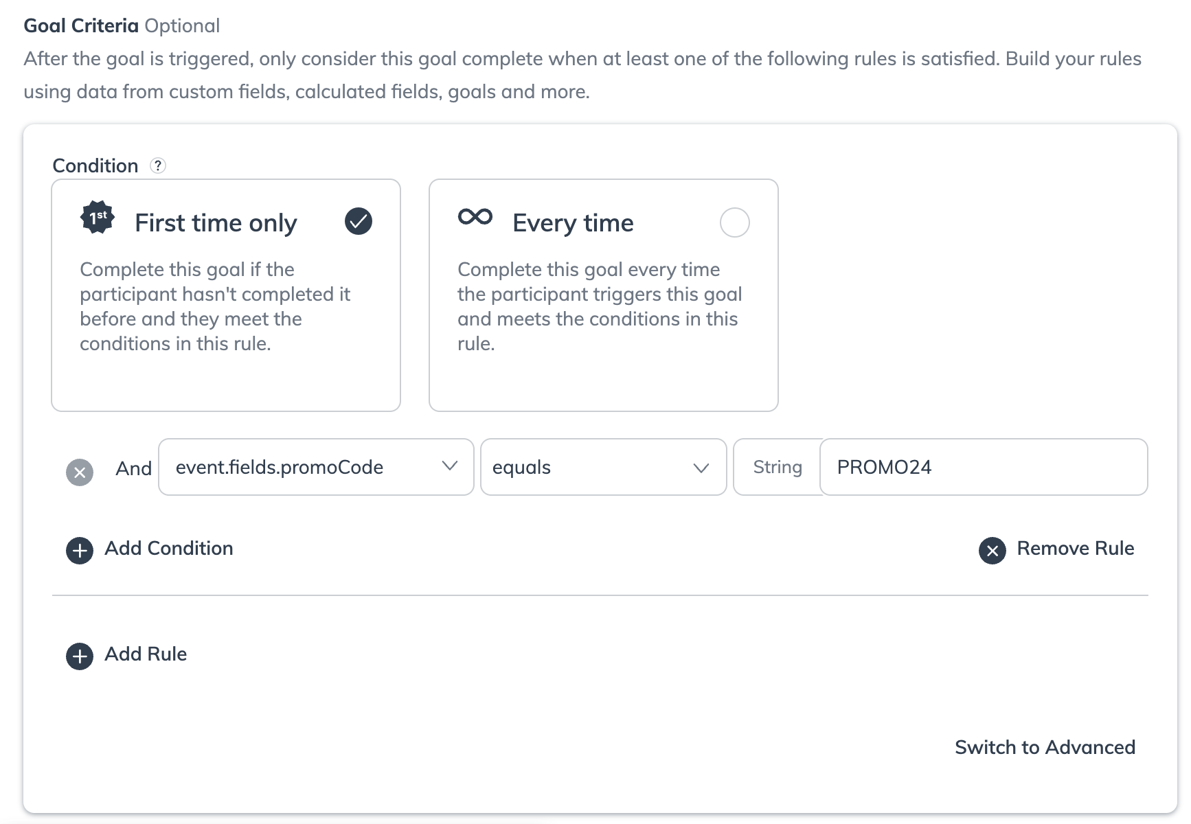 Advocate - Program Rules - Goal Criteria